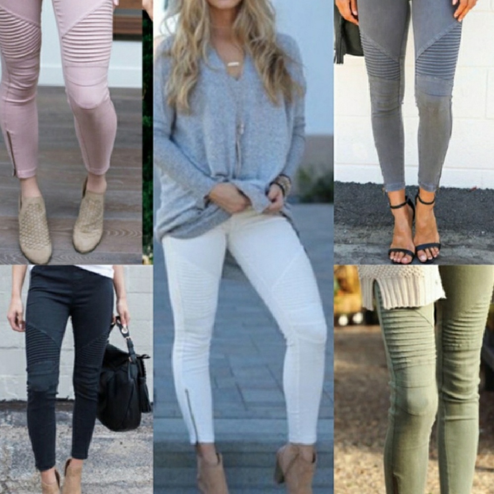 Moto Khaki Leggings